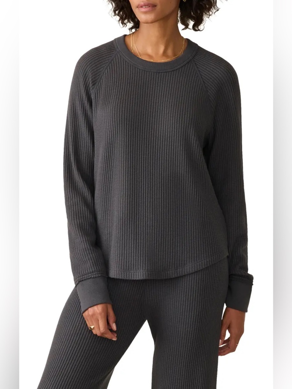 FAHERTY legend waffle layering top in Black